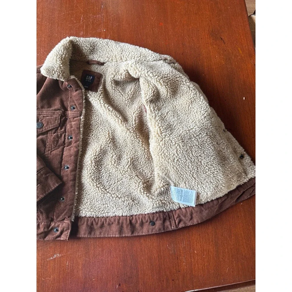 GAP KIDS brown corduroy sherpa lined jacket